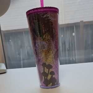 Starbucks Venti 24 Ounce Pink Purple Mushroom Tumbler